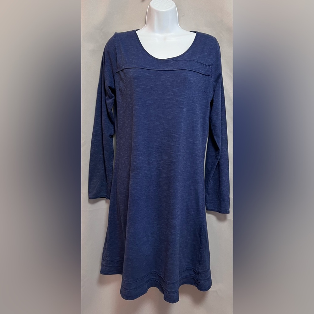 Horny Toad Womens Large Long Sleeve Casual Pullover Dress Organic‎ Cotton Blue